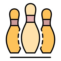 Start bowling game icon. Outline start bowling game vector icon color flat isolated on white