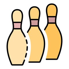 Bowling pins stand icon. Outline bowling pins stand vector icon color flat isolated on white