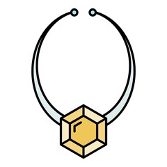 Luxury necklace icon. Outline luxury necklace vector icon color flat isolated on white