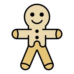Gingerbread icon. Outline gingerbread vector icon color flat isolated on white