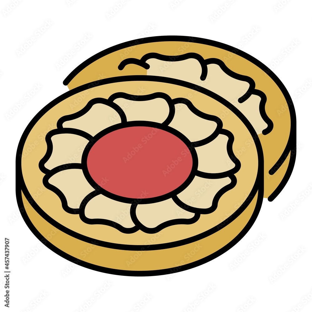 Poster Sweet biscuit icon. Outline sweet biscuit vector icon color flat isolated on white - Posters
