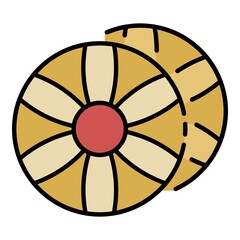 Fototapeta premium Decorative biscuit icon. Outline decorative biscuit vector icon color flat isolated on white