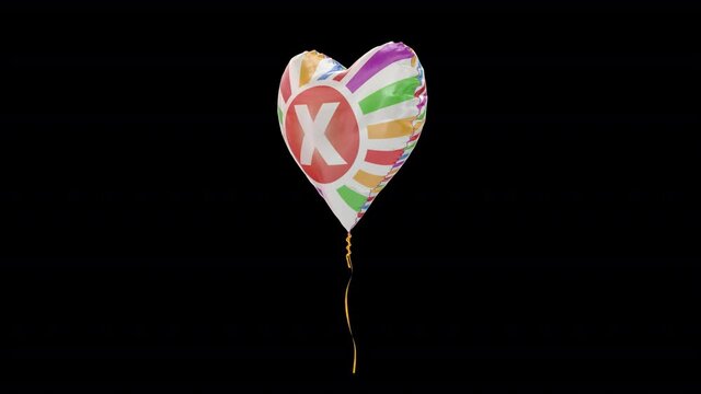 Balloons with Letter X. Loop Animation. Alpha Channel with Prores 4444.