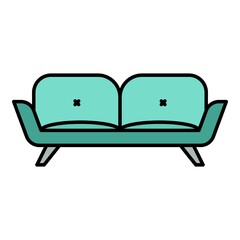 Divan sofa icon. Outline divan sofa vector icon color flat isolated on white