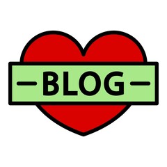 Like heart blog icon. Outline like heart blog vector icon color flat isolated on white