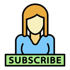 Subscribe people icon. Outline subscribe people vector icon color flat isolated on white