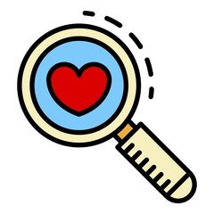 Search heart like icon. Outline search heart like vector icon color flat isolated on white
