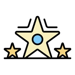 Star video blog icon. Outline star video blog vector icon color flat isolated on white