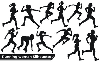 Collection of Running WoMan silhouettes in different poses