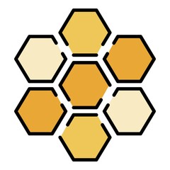 Honeycomb icon. Outline honeycomb vector icon color flat isolated on white