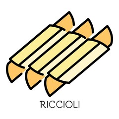 Riccioli pasta icon. Outline riccioli pasta vector icon color flat isolated on white
