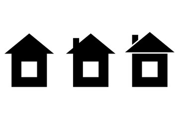 Buildings on white background. Home icon. House icon set. Icon design element. Vector illustration. Stock image.