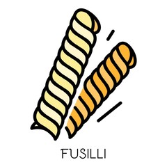 Fusilli pasta icon. Outline fusilli pasta vector icon color flat isolated on white