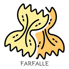 Farfalle pasta icon. Outline farfalle pasta vector icon color flat isolated on white