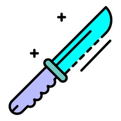Camp knife icon. Outline camp knife vector icon color flat isolated on white