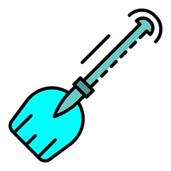 Winter shovel icon. Outline winter shovel vector icon color flat isolated on white