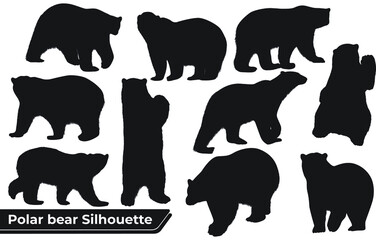 Collection of Polar bear silhouettes in different positions