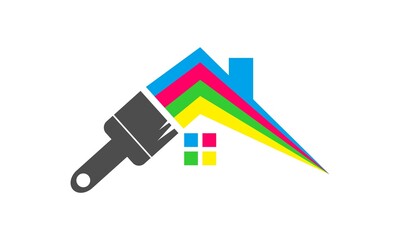 Naklejka premium home paint brush vector