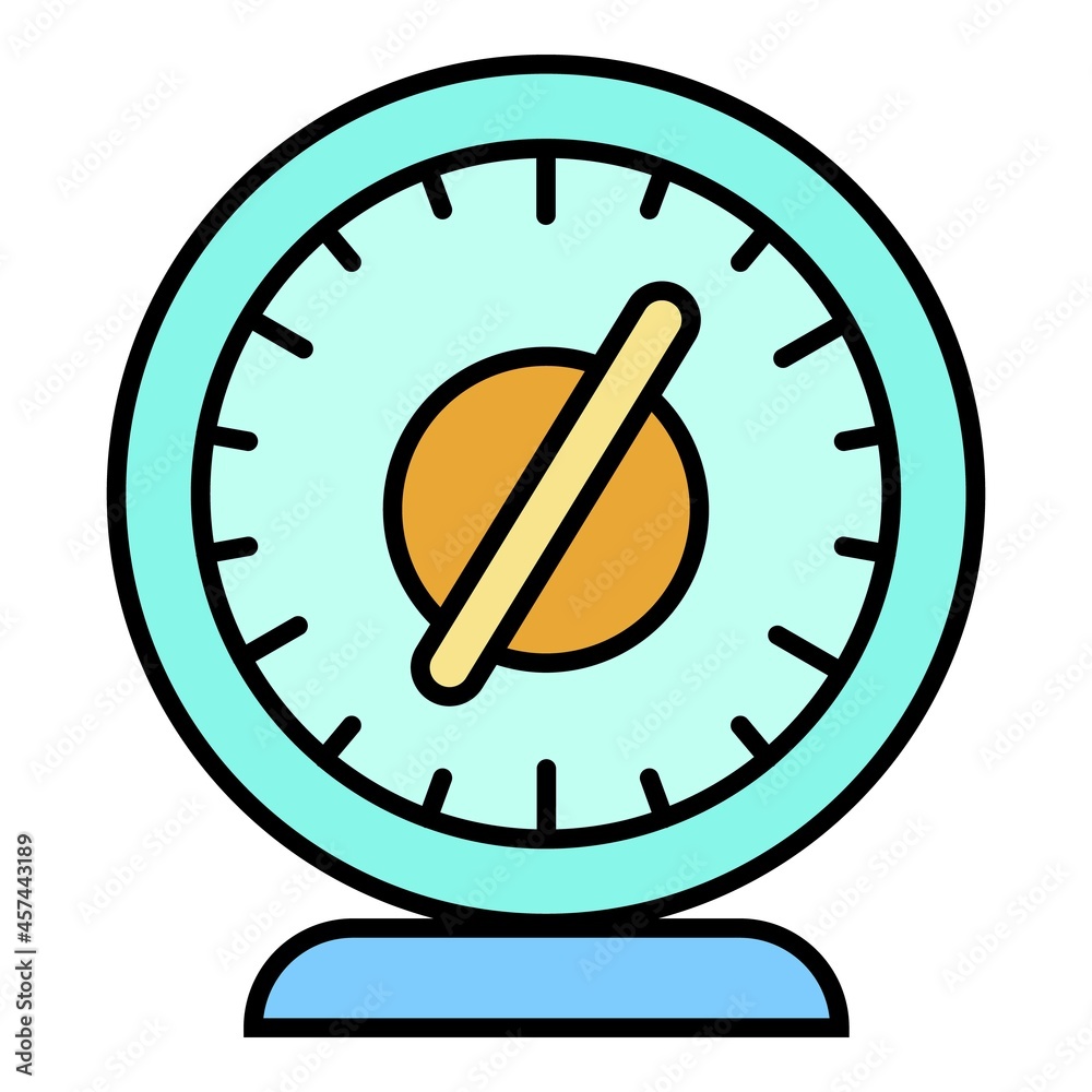 Poster round timer icon. outline round timer vector icon color flat isolated on white