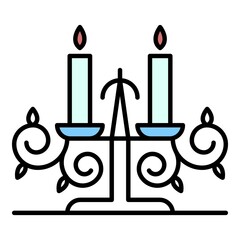 Anvil candle support icon. Outline anvil candle support vector icon color flat isolated on white