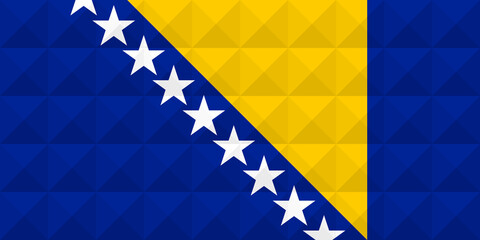 Artistic flag of Bosnia and Herzegovina with 3d geometric wave concept art design. Correct Proportion. No opacity effect. Eps (vector) and JPEG (high resolution) format.