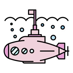 Obraz premium Submarine icon. Outline submarine vector icon color flat isolated on white