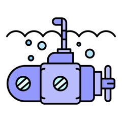 Guard submarine periscope icon. Outline guard submarine periscope vector icon color flat isolated on white