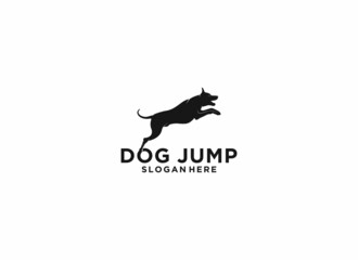 jumping dog illustration logo on white background