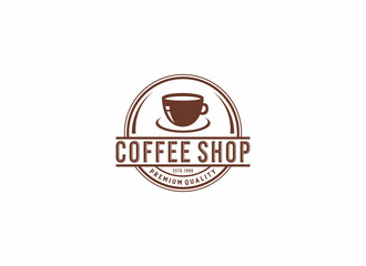 logo for coffee shop or coffee product with cup of coffee illustration