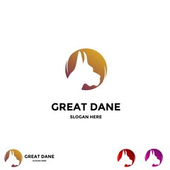 Great dane logo design in circle, dog logo design graphic element