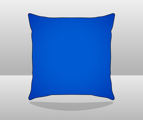 Blank Blue Square Pillow Mock Up Template Vector