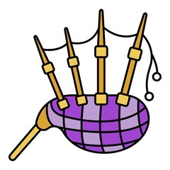 Music bagpipes icon. Outline music bagpipes vector icon color flat isolated on white