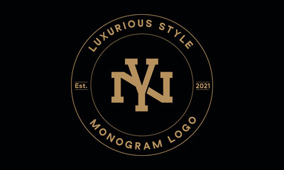 yn or ny monogram abstract emblem vector logo template