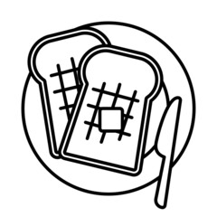 Bread and butter with knife on a plate.