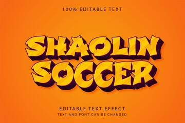 shaolin soccer,3 dimension editable text effect orange gradation purple comic style