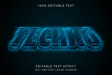 Techno,3 dimension editable text effect blue gradation futurist style