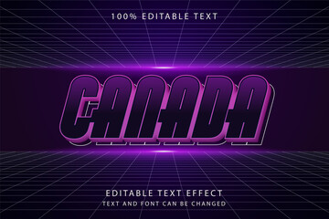 Canada,3 dimension editable text effect blue gradation modern futurist shadow style