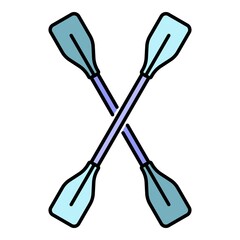 Kayak paddle icon. Outline kayak paddle vector icon color flat isolated on white