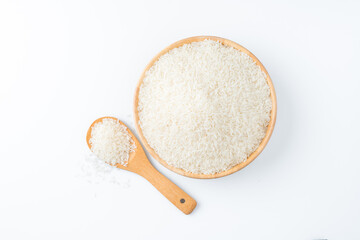 Hands holding a wooden bowl of rice grains for zakat, Islamic zakat concept. Muslims help the poor and needy. Conceptual shoot for property, income, and fitrah zakat.