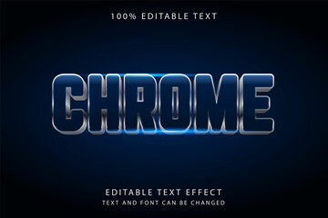 Chrome,3 dimension editable text effect blue gradation grey shadow style