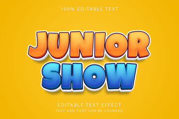 Junior show,3 dimension editable text effect blue gradation yellow comic style