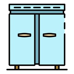 Big metal freezer icon. Outline big metal freezer vector icon color flat isolated on white