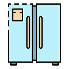 Door freezer icon. Outline door freezer vector icon color flat isolated on white