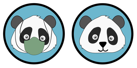 Logo of a pair of panda heads, very suitable to be used as a mascot, brand andcompany.