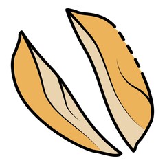 Cutted peanut icon. Outline cutted peanut vector icon color flat isolated on white