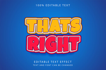 That&rsquo;s right,3 dimension editable text effect yellow gradation red comic effect
