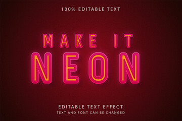 Make it neon,3 dimension editable text effect yellow gradation pink neon effect