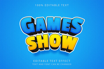 Games show,3 dimension editable text effect blue gradation yellow comic effect - obrazy, fototapety, plakaty
