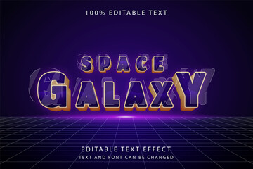 Space galaxy,3 dimension editable text effect purple gradation yellow style effect