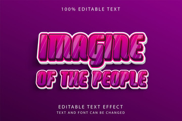 Imagine of the people,3 dimension editable text effect pink gradation magenta cute style effect
